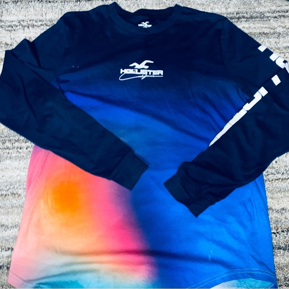 Hollister Ombre Long Sleeve Tee in Black, Blue, Pink, Orange (10)